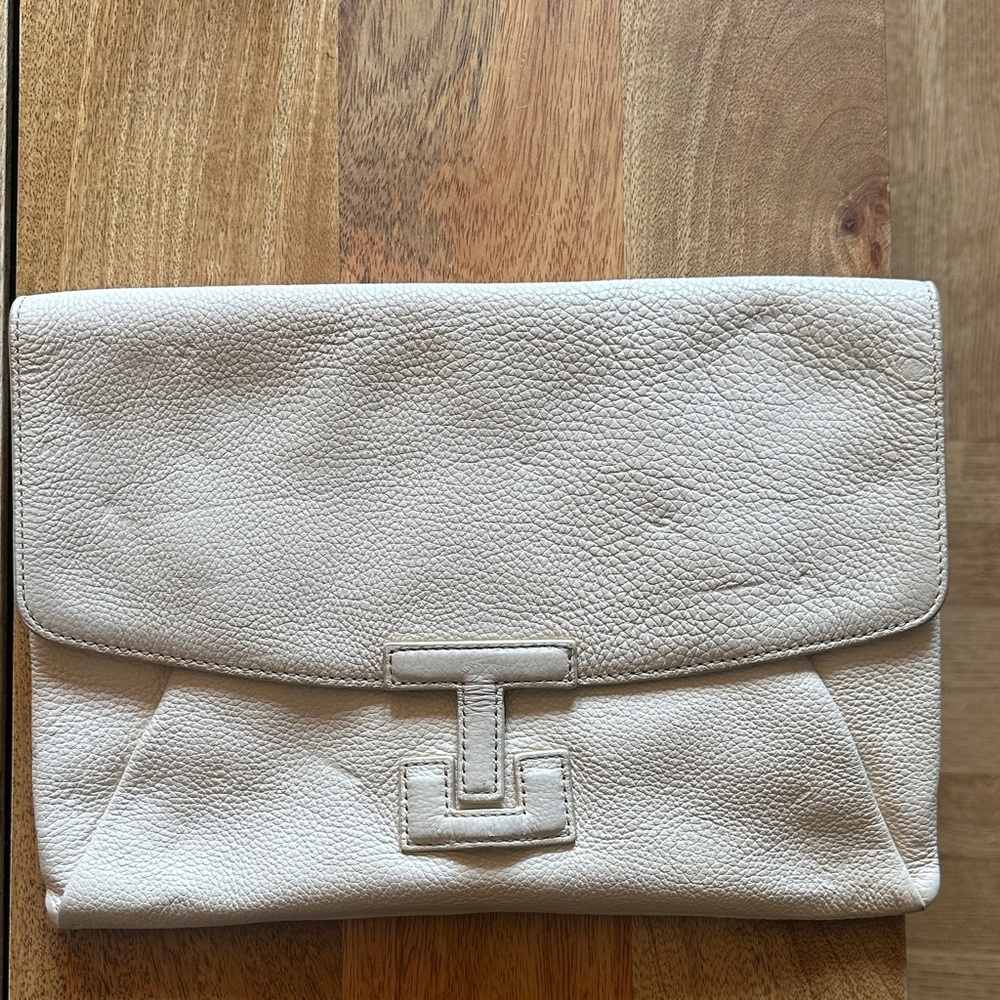 Tory Burch Cream Leather Clutch
